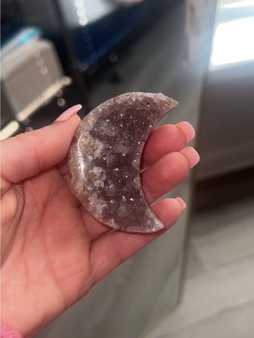 Amethyst crystal hearts & moon